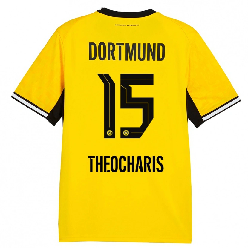 Danxen Kvinder Elefterios Theocharis #15 Gul Sort Hvid Hjemmebane Spillertrøjer 2026/27 Trøje T-Shirt