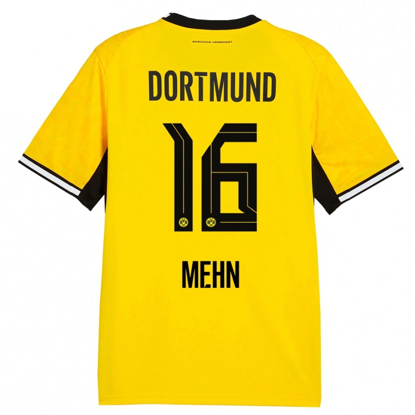 Danxen Kvinder Phil Josef Mehn #16 Gul Sort Hvid Hjemmebane Spillertrøjer 2026/27 Trøje T-Shirt