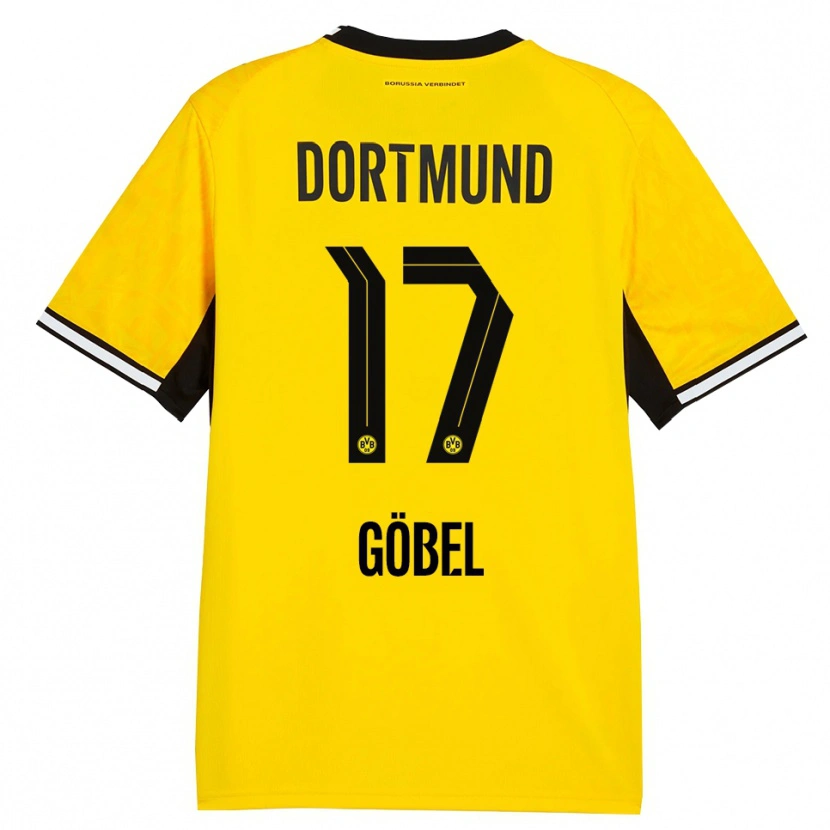 Danxen Kvinder Patrick Göbel #17 Gul Sort Hvid Hjemmebane Spillertrøjer 2026/27 Trøje T-Shirt