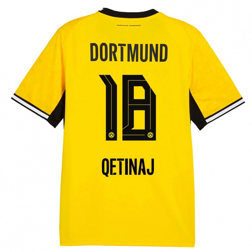Danxen Kvinder Edon Qetinaj #18 Gul Sort Hvid Hjemmebane Spillertrøjer 2026/27 Trøje T-Shirt