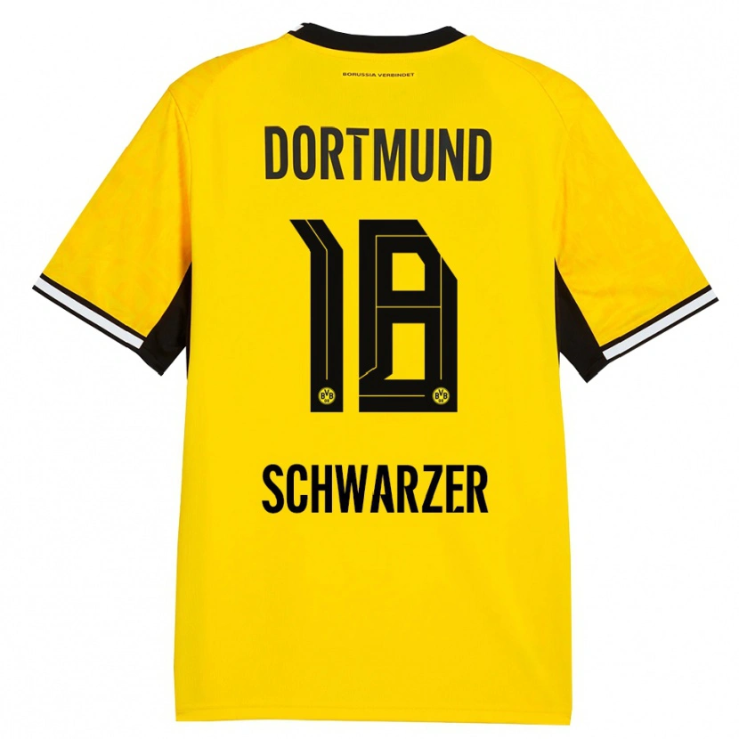 Danxen Kvinder Jonas Schwarzer #18 Gul Sort Hvid Hjemmebane Spillertrøjer 2026/27 Trøje T-Shirt