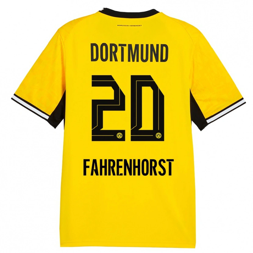 Danxen Kvinder Luke Fahrenhorst #20 Gul Sort Hvid Hjemmebane Spillertrøjer 2026/27 Trøje T-Shirt