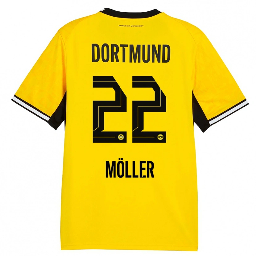 Danxen Kvinder Paul Möller #22 Gul Sort Hvid Hjemmebane Spillertrøjer 2026/27 Trøje T-Shirt