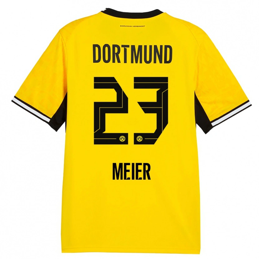 Danxen Kvinder Maximilian Meier #23 Gul Sort Hvid Hjemmebane Spillertrøjer 2026/27 Trøje T-Shirt
