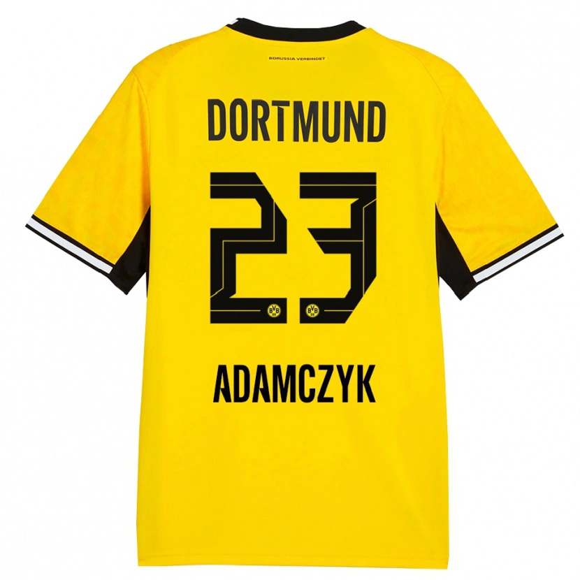 Danxen Kvinder Nico Adamczyk #23 Gul Sort Hvid Hjemmebane Spillertrøjer 2026/27 Trøje T-Shirt