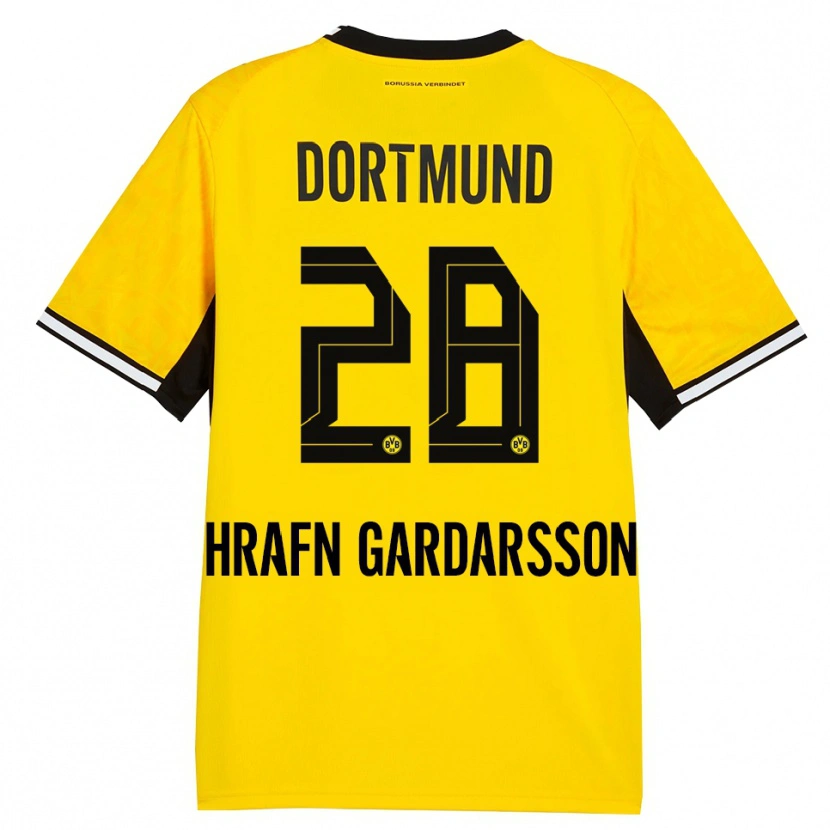 Danxen Kvinder Bjarki Hrafn Gardarsson #28 Gul Sort Hvid Hjemmebane Spillertrøjer 2026/27 Trøje T-Shirt