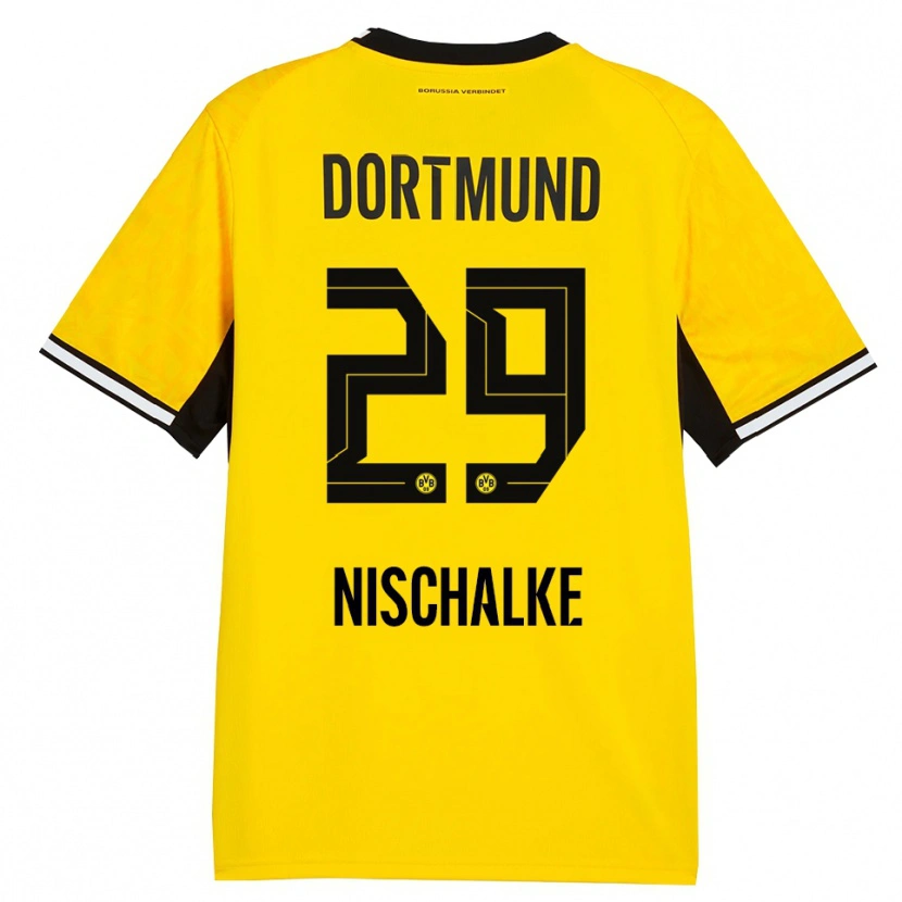 Danxen Kvinder Jermain Nischalke #29 Gul Sort Hvid Hjemmebane Spillertrøjer 2026/27 Trøje T-Shirt