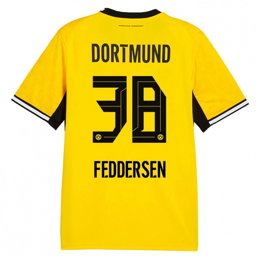 Danxen Kvinder Jonas Feddersen #38 Gul Sort Hvid Hjemmebane Spillertrøjer 2026/27 Trøje T-Shirt
