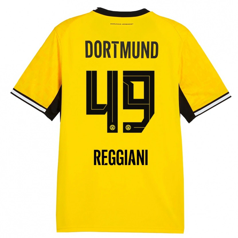Danxen Kvinder Luca Reggiani #49 Gul Sort Hvid Hjemmebane Spillertrøjer 2026/27 Trøje T-Shirt