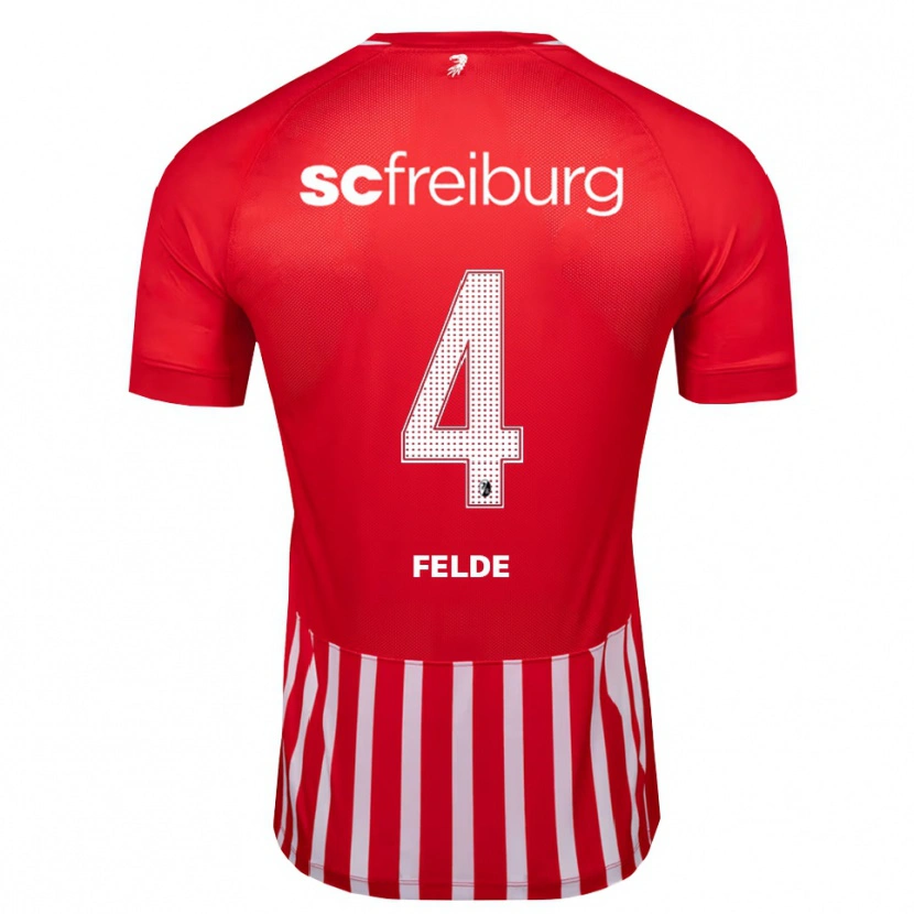 Danxen Kvinder Meret Felde #4 Rød Hvid Sort Hjemmebane Spillertrøjer 2026/27 Trøje T-Shirt
