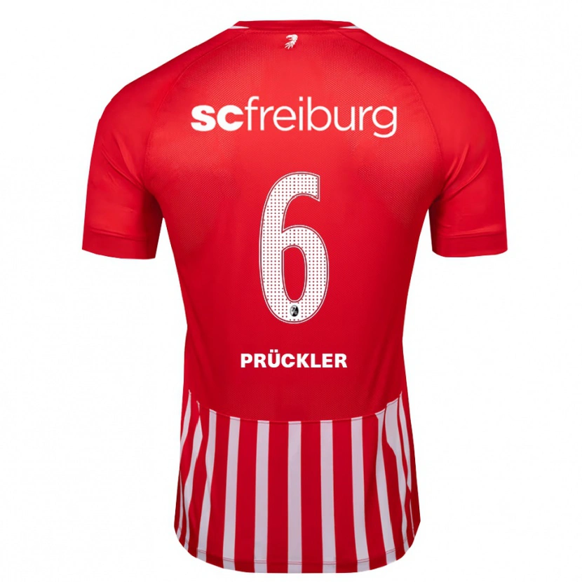 Danxen Kvinder Moritz Prückler #6 Rød Hvid Sort Hjemmebane Spillertrøjer 2026/27 Trøje T-Shirt