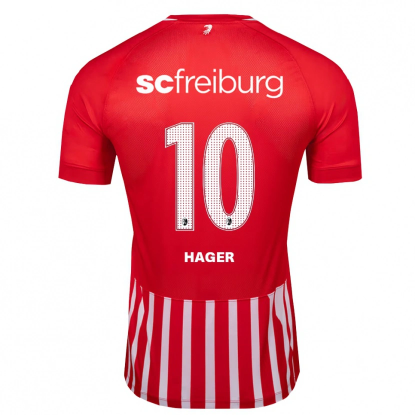 Danxen Kvinder Marc Hager #10 Rød Hvid Sort Hjemmebane Spillertrøjer 2026/27 Trøje T-Shirt