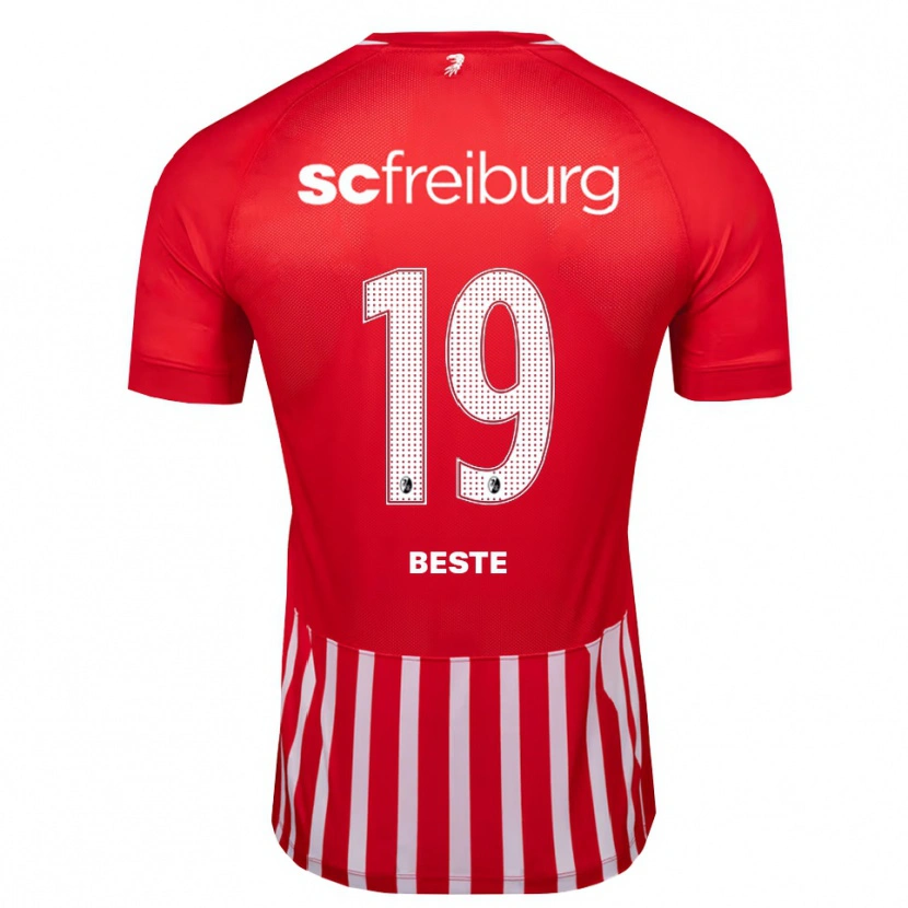 Danxen Kvinder Niklas Beste #19 Rød Hvid Sort Hjemmebane Spillertrøjer 2026/27 Trøje T-Shirt
