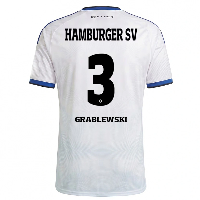 Danxen Kvinder Max Grablewski #3 Hvid Sort Blå Hjemmebane Spillertrøjer 2026/27 Trøje T-Shirt