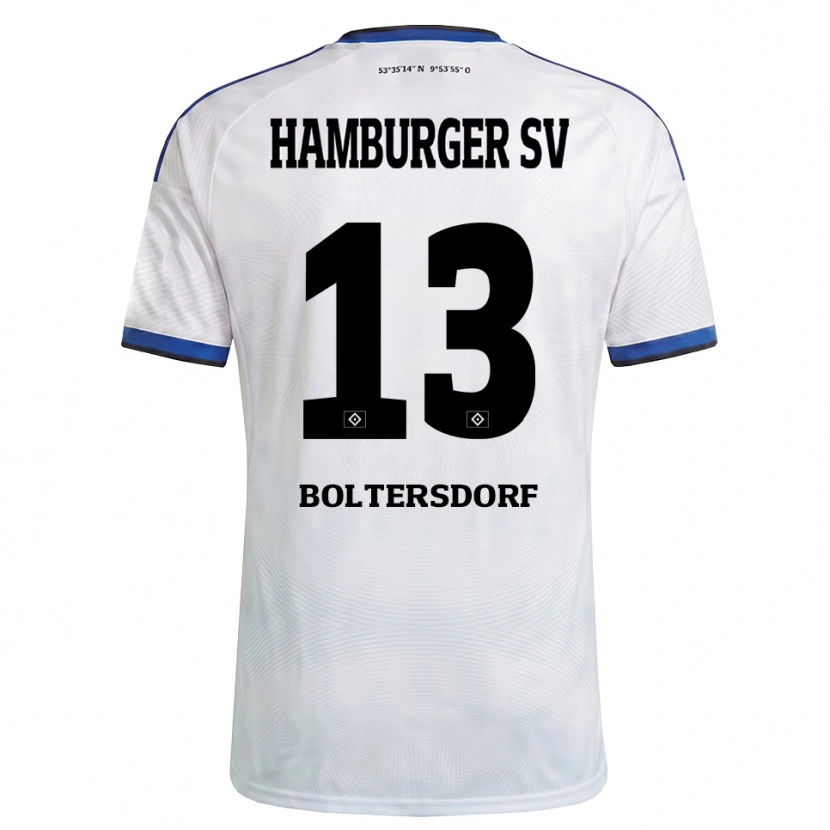 Danxen Kvinder Sebastian Boltersdorf #13 Hvid Sort Blå Hjemmebane Spillertrøjer 2026/27 Trøje T-Shirt