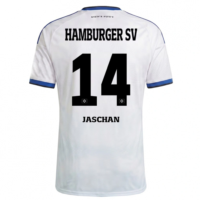 Danxen Kvinder Endrik Jaschan #14 Hvid Sort Blå Hjemmebane Spillertrøjer 2026/27 Trøje T-Shirt