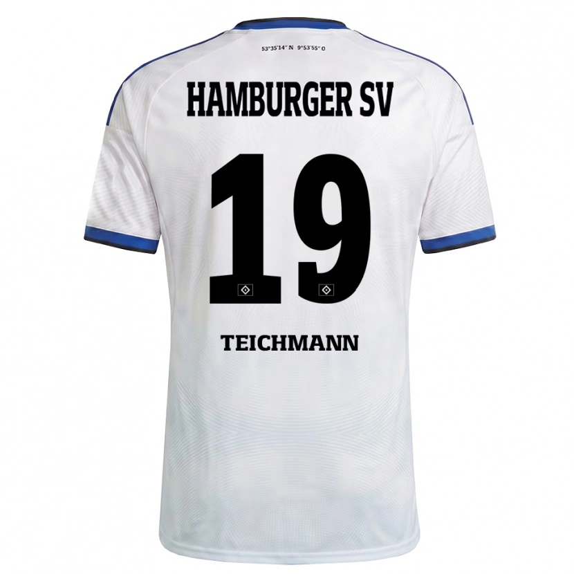 Danxen Kvinder Mats Teichmann #19 Hvid Sort Blå Hjemmebane Spillertrøjer 2026/27 Trøje T-Shirt