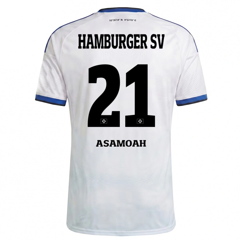 Danxen Kvinder Justin Asamoah #21 Hvid Sort Blå Hjemmebane Spillertrøjer 2026/27 Trøje T-Shirt
