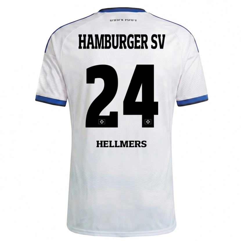 Danxen Kvinder Maximilian Hellmers #24 Hvid Sort Blå Hjemmebane Spillertrøjer 2026/27 Trøje T-Shirt