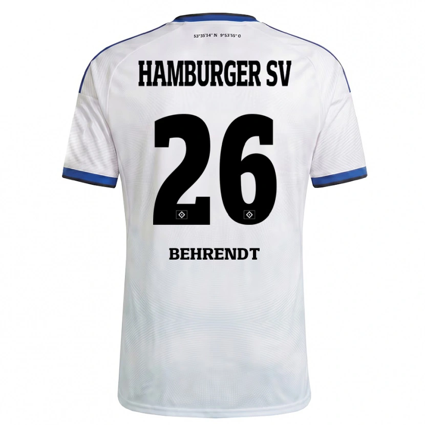 Danxen Kvinder Marlon Behrendt #26 Hvid Sort Blå Hjemmebane Spillertrøjer 2026/27 Trøje T-Shirt