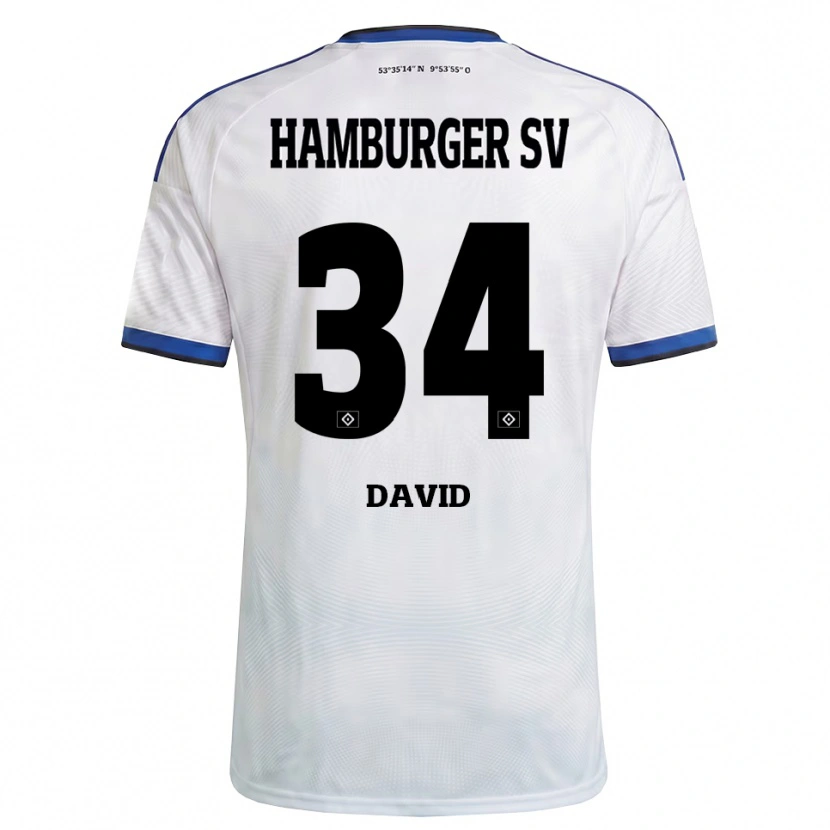 Danxen Kvinder Jonas David #34 Hvid Sort Blå Hjemmebane Spillertrøjer 2026/27 Trøje T-Shirt