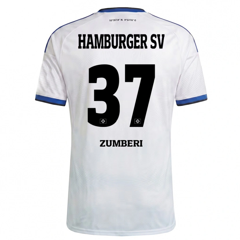 Danxen Kvinder Valon Zumberi #37 Hvid Sort Blå Hjemmebane Spillertrøjer 2026/27 Trøje T-Shirt