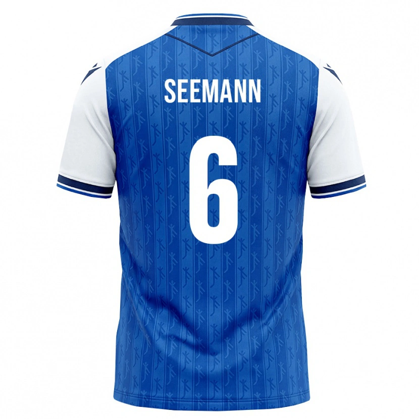 Danxen Kvinder Elias Seemann #6 Kongelig Blå Hvid Hjemmebane Spillertrøjer 2026/27 Trøje T-Shirt