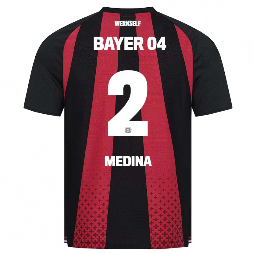 Danxen Kvinder Facundo Medina #2 Sort Hvid Rød Hjemmebane Spillertrøjer 2026/27 Trøje T-Shirt