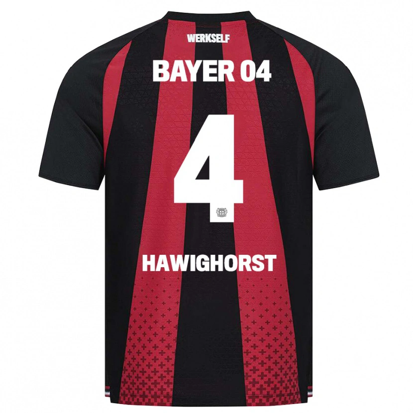Danxen Kvinder Ben Hawighorst #4 Sort Hvid Rød Hjemmebane Spillertrøjer 2026/27 Trøje T-Shirt