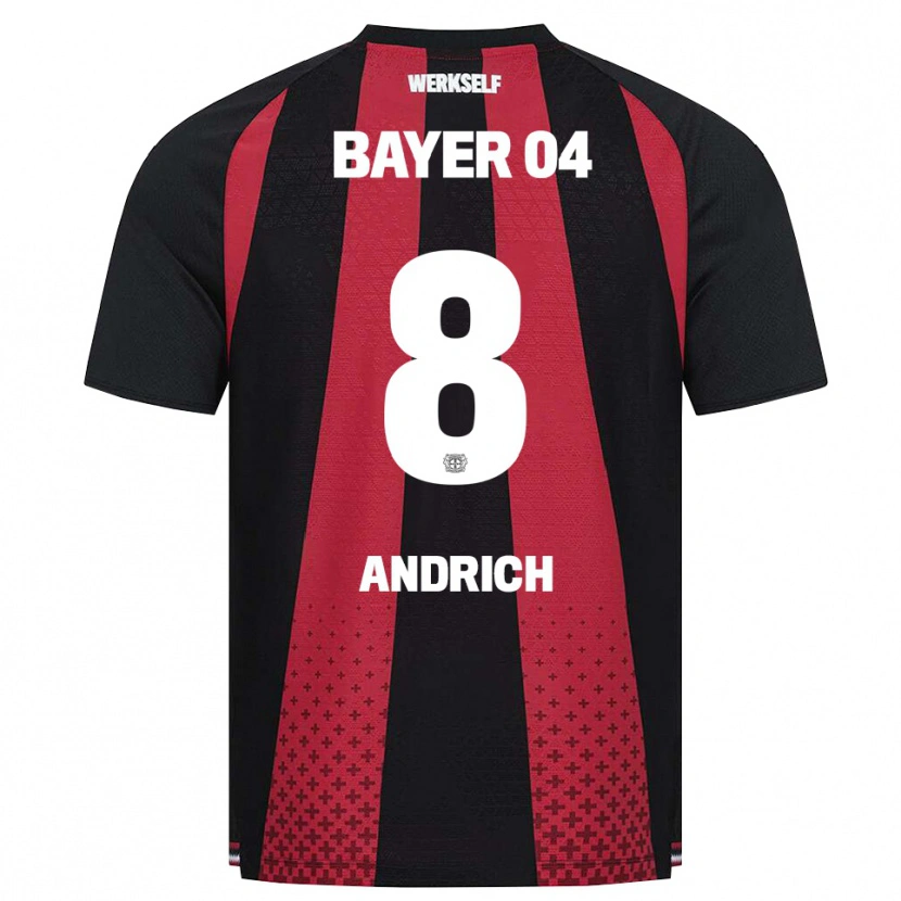 Danxen Kvinder Robert Andrich #8 Sort Hvid Rød Hjemmebane Spillertrøjer 2026/27 Trøje T-Shirt