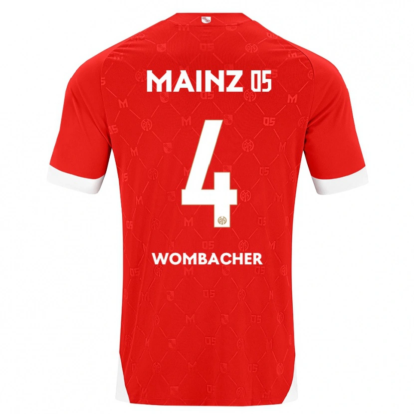 Danxen Kvinder Fynn Wombacher #4 Rød Hvid Hjemmebane Spillertrøjer 2026/27 Trøje T-Shirt