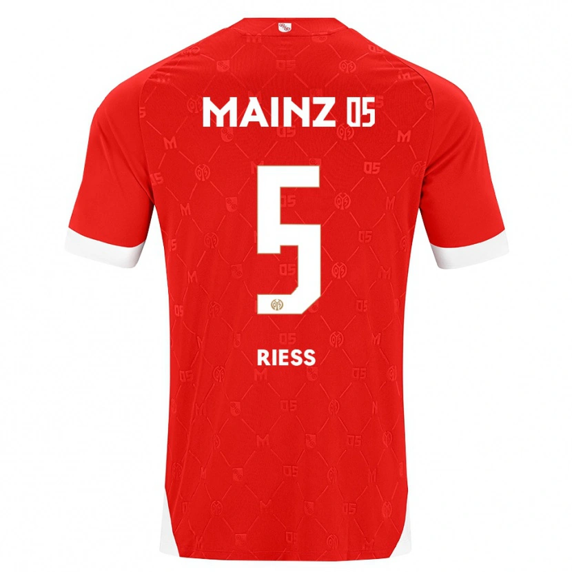 Danxen Kvinder Fabian Rieß #5 Rød Hvid Hjemmebane Spillertrøjer 2026/27 Trøje T-Shirt