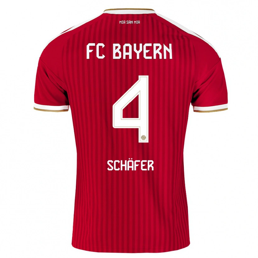 Danxen Kvinder Luis Schäfer #4 Rød Hvid Blå Hjemmebane Spillertrøjer 2026/27 Trøje T-Shirt