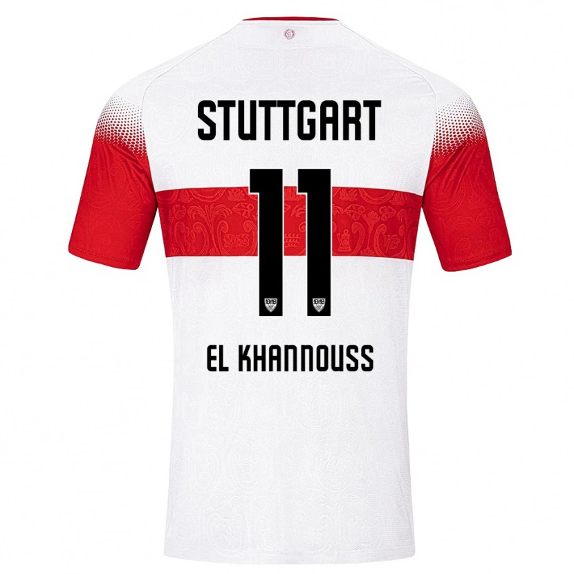Danxen Kvinder Bilal El Khannouss #11 Hvid Rød Gul Hjemmebane Spillertrøjer 2026/27 Trøje T-Shirt