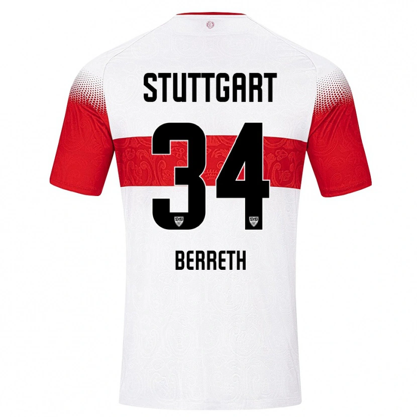 Danxen Kvinder Luca Berreth #34 Hvid Rød Gul Hjemmebane Spillertrøjer 2026/27 Trøje T-Shirt