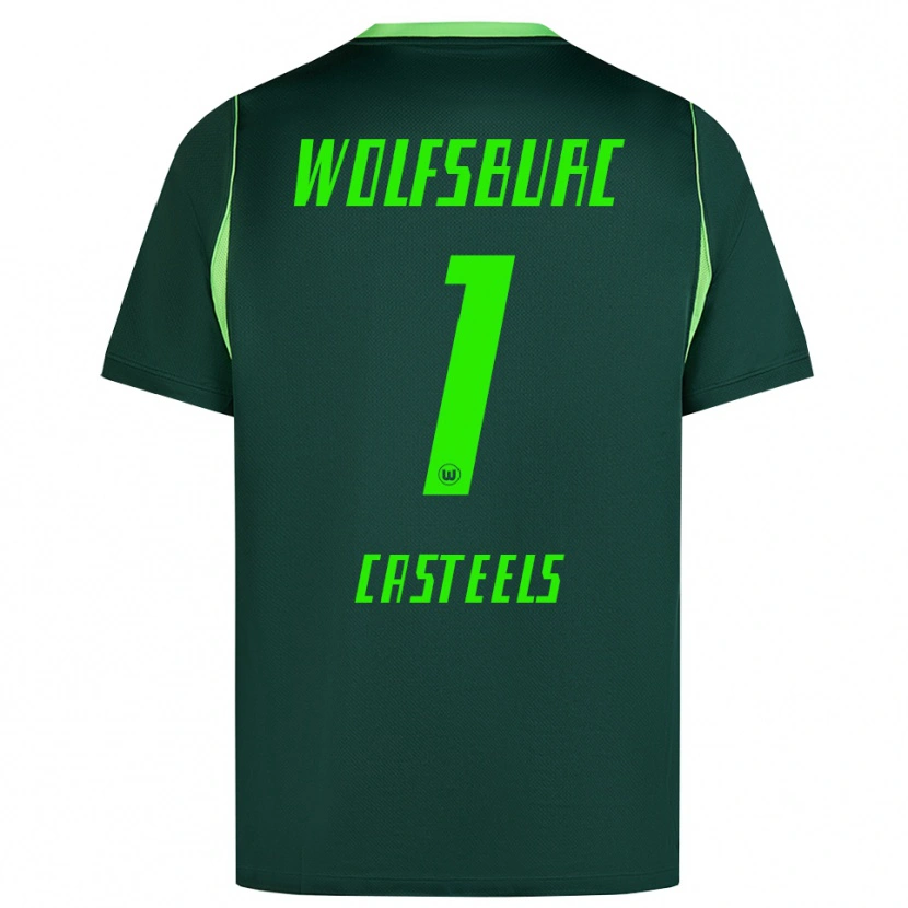 Danxen Kvinder Koen Casteels #1 Mørkegrøn Hvid Hjemmebane Spillertrøjer 2026/27 Trøje T-Shirt