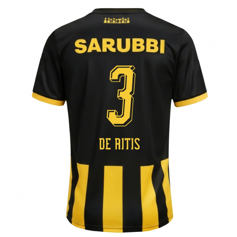 Danxen Kvinder Mathías De Ritis #3 Sort Gul Hjemmebane Spillertrøjer 2026/27 Trøje T-Shirt