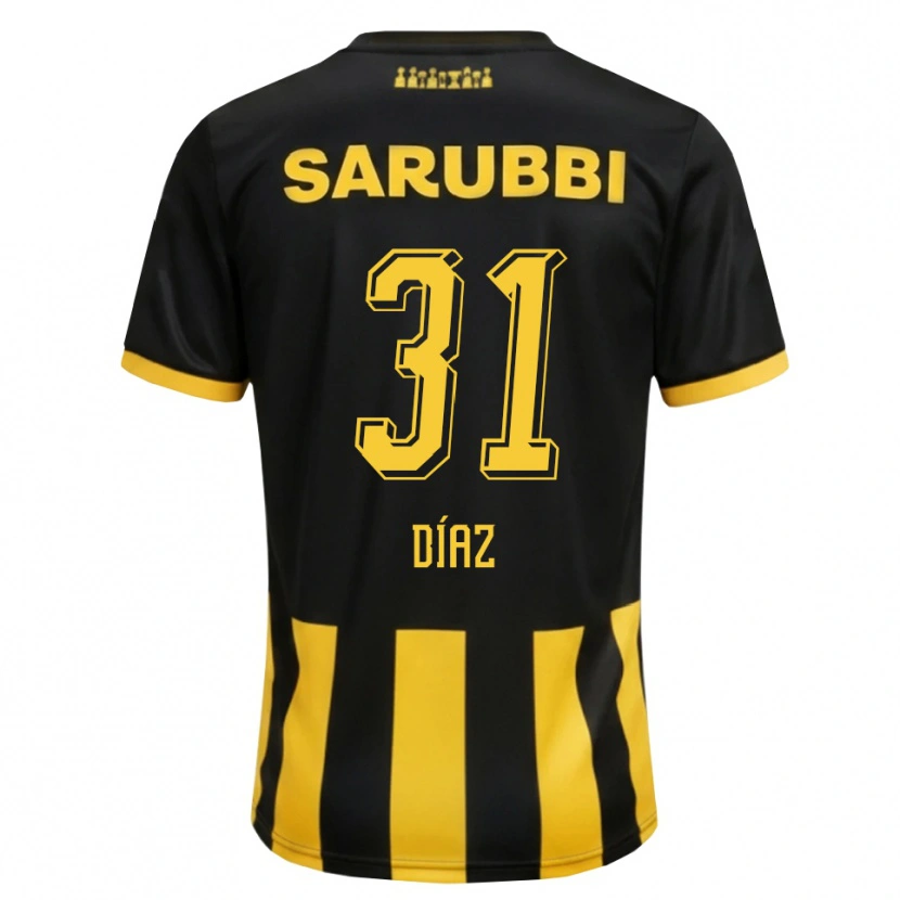 Danxen Kvinder Leandro Díaz #31 Sort Gul Hjemmebane Spillertrøjer 2026/27 Trøje T-Shirt