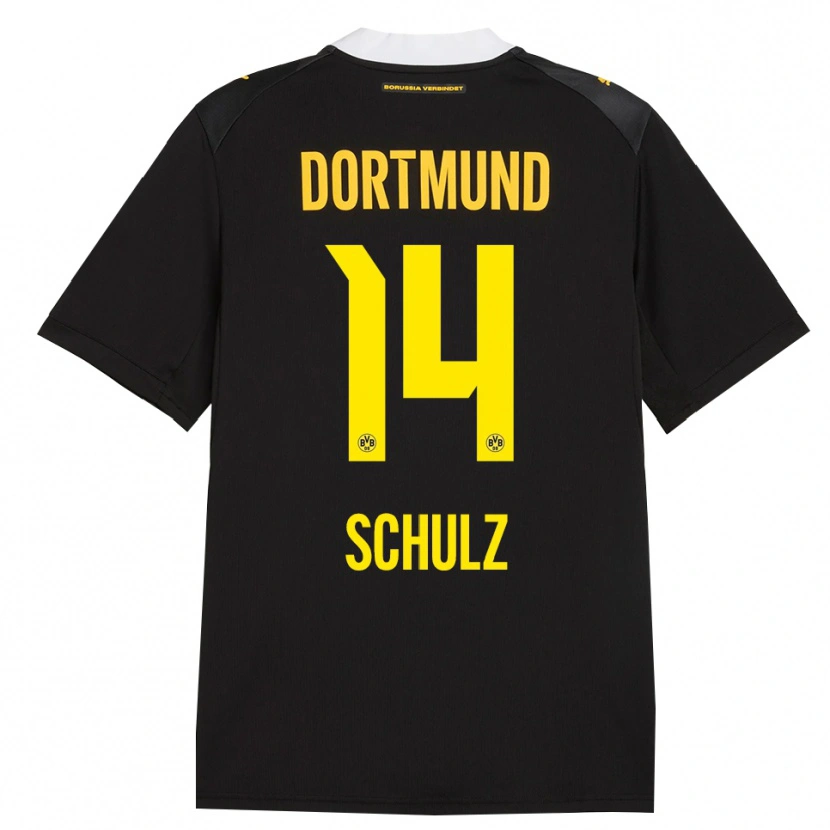 Danxen Kvinder Nico Schulz #14 Sort Rød Gul Udebane Spillertrøjer 2026/27 Trøje T-Shirt
