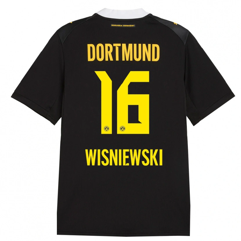 Danxen Kvinder Lucy Wisniewski #16 Sort Rød Gul Udebane Spillertrøjer 2026/27 Trøje T-Shirt