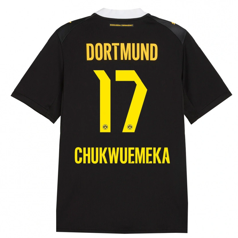 Danxen Kvinder Carney Chukwuemeka #17 Sort Rød Gul Udebane Spillertrøjer 2026/27 Trøje T-Shirt