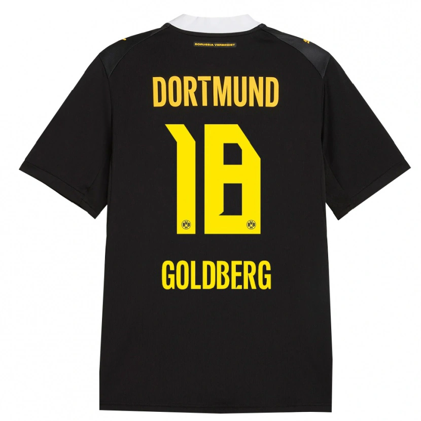 Danxen Kvinder Niclas Goldberg #18 Sort Rød Gul Udebane Spillertrøjer 2026/27 Trøje T-Shirt