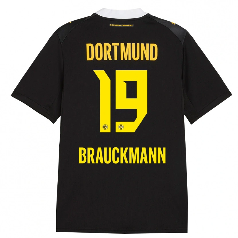 Danxen Kvinder Mats Brauckmann #19 Sort Rød Gul Udebane Spillertrøjer 2026/27 Trøje T-Shirt