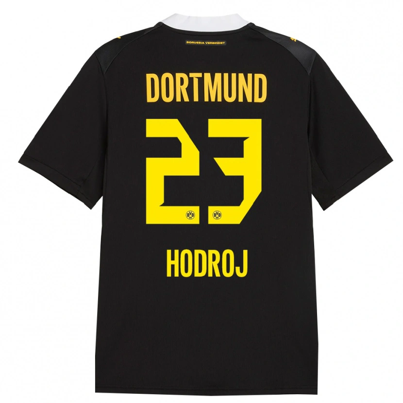 Danxen Kvinder Malik Hodroj #23 Sort Rød Gul Udebane Spillertrøjer 2026/27 Trøje T-Shirt