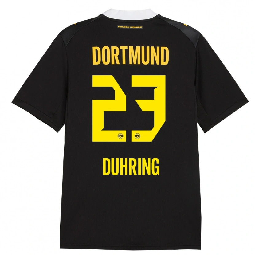 Danxen Kvinder Marc Niclas Duhring #23 Sort Rød Gul Udebane Spillertrøjer 2026/27 Trøje T-Shirt