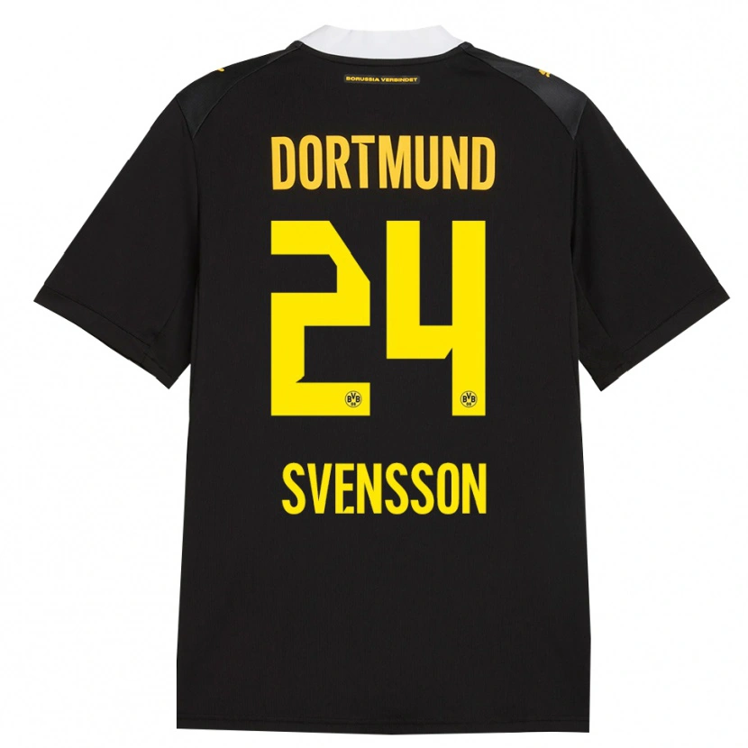 Danxen Kvinder Daniel Svensson #24 Sort Rød Gul Udebane Spillertrøjer 2026/27 Trøje T-Shirt