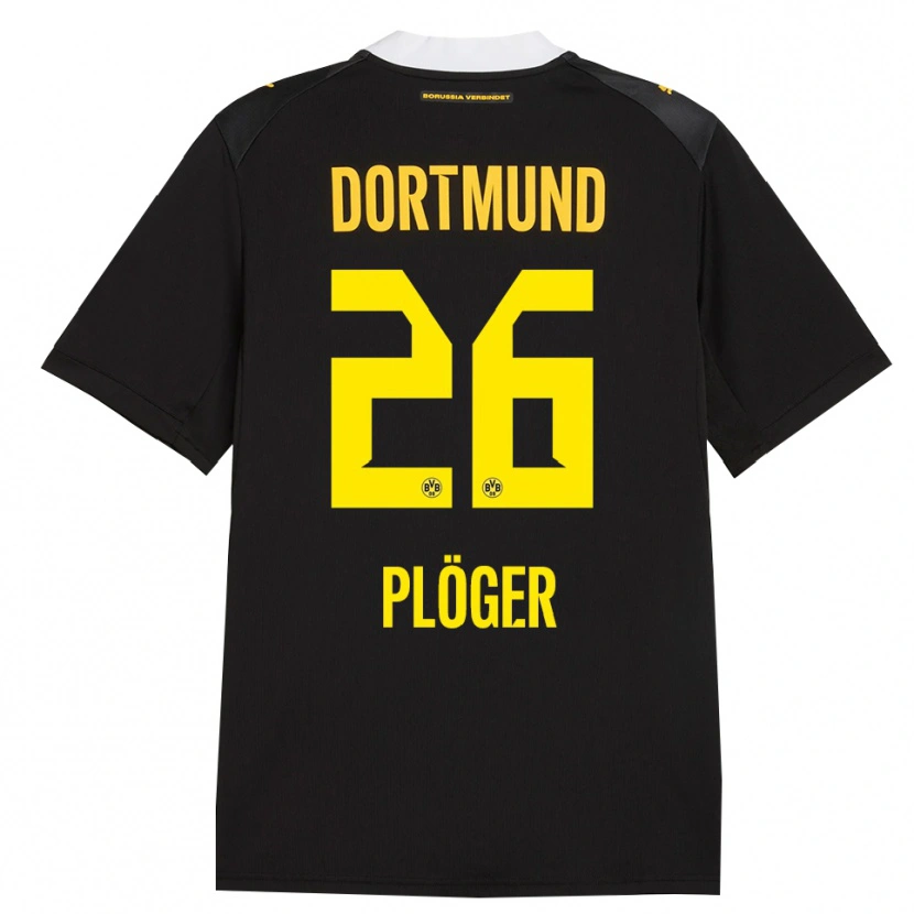 Danxen Kvinder Dustin Plöger #26 Sort Rød Gul Udebane Spillertrøjer 2026/27 Trøje T-Shirt