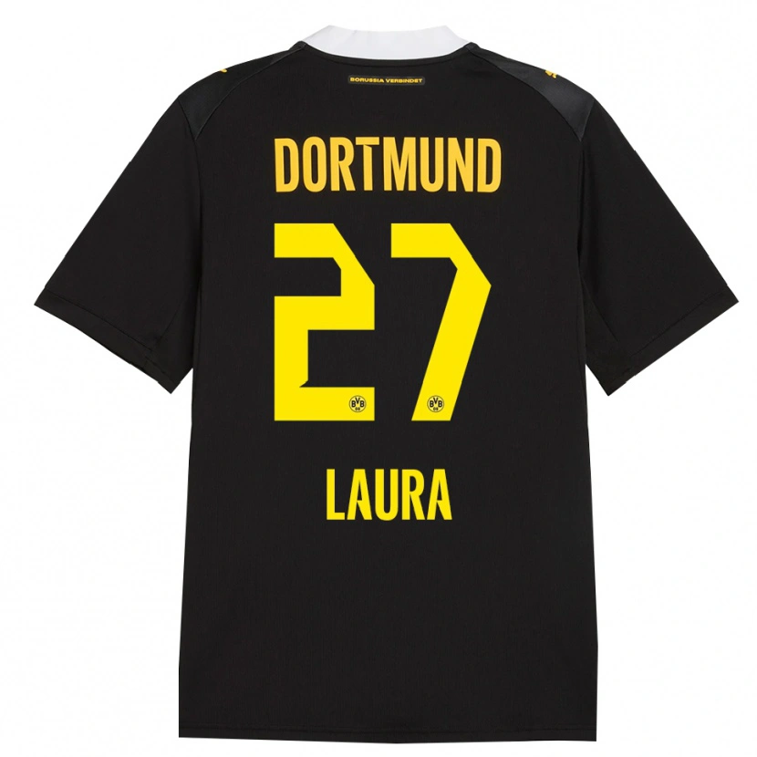 Danxen Kvinder Van Der Heijden Laura #27 Sort Rød Gul Udebane Spillertrøjer 2026/27 Trøje T-Shirt