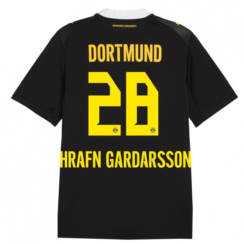 Danxen Kvinder Bjarki Hrafn Gardarsson #28 Sort Rød Gul Udebane Spillertrøjer 2026/27 Trøje T-Shirt