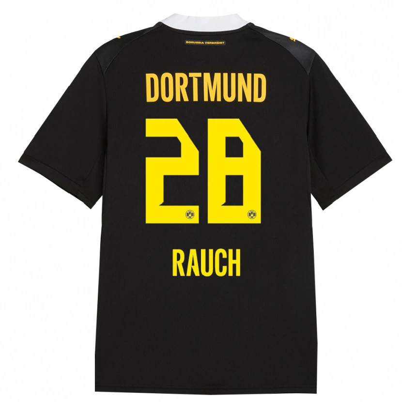 Danxen Kvinder Julius Fynn Rauch #28 Sort Rød Gul Udebane Spillertrøjer 2026/27 Trøje T-Shirt